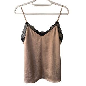 Little Moon Tan Cami with Black Lace Size M Minimalist Date Party Cocktail
